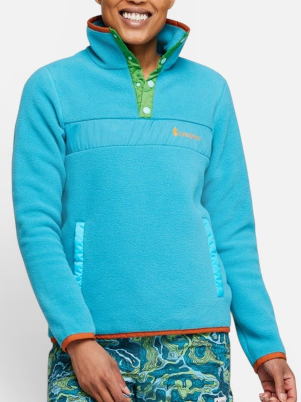 Cotopaxi Teca Fleece Pullover Women's Small Blue Snap Neck Jacket Waterslide